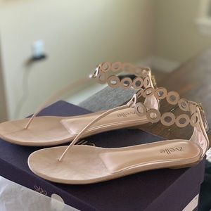 Zvelle Manal Laser cut sandals size 40 Eu 10 US bridal wedding nude pink